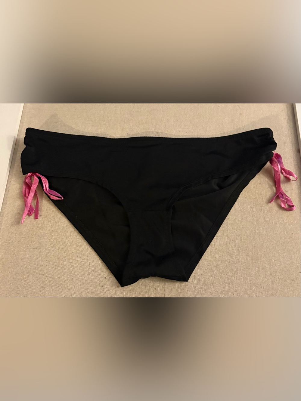 Victoria's Secret Black Bikini Bottoms with Pink Side Ties
Size Large
